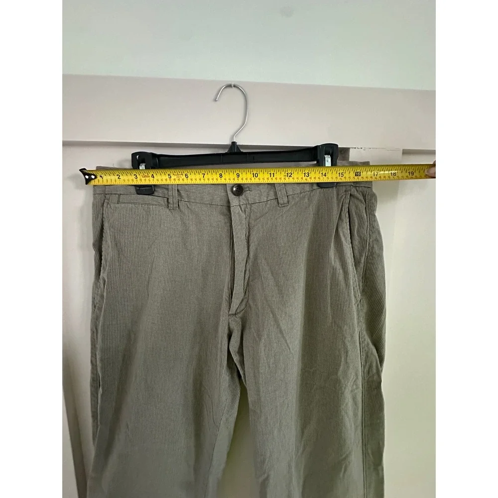 Banana Republic Mens 33x34 Straight Fit Striped Chino Pants Olive Green White